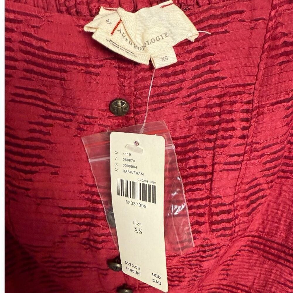 Anthropologie Romantic Puff-Sleeved Blouse Raspberry XS - Picture 6 of 9